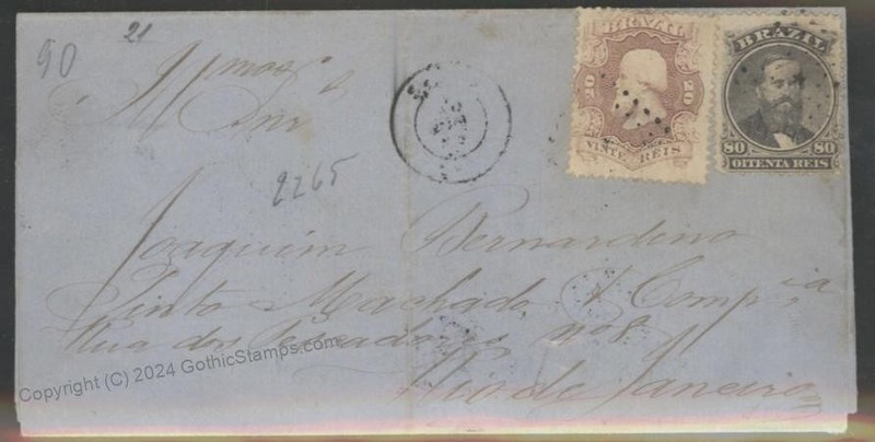Brazil 1887 Sc54 57 RIo de Janeiro Cover 112482