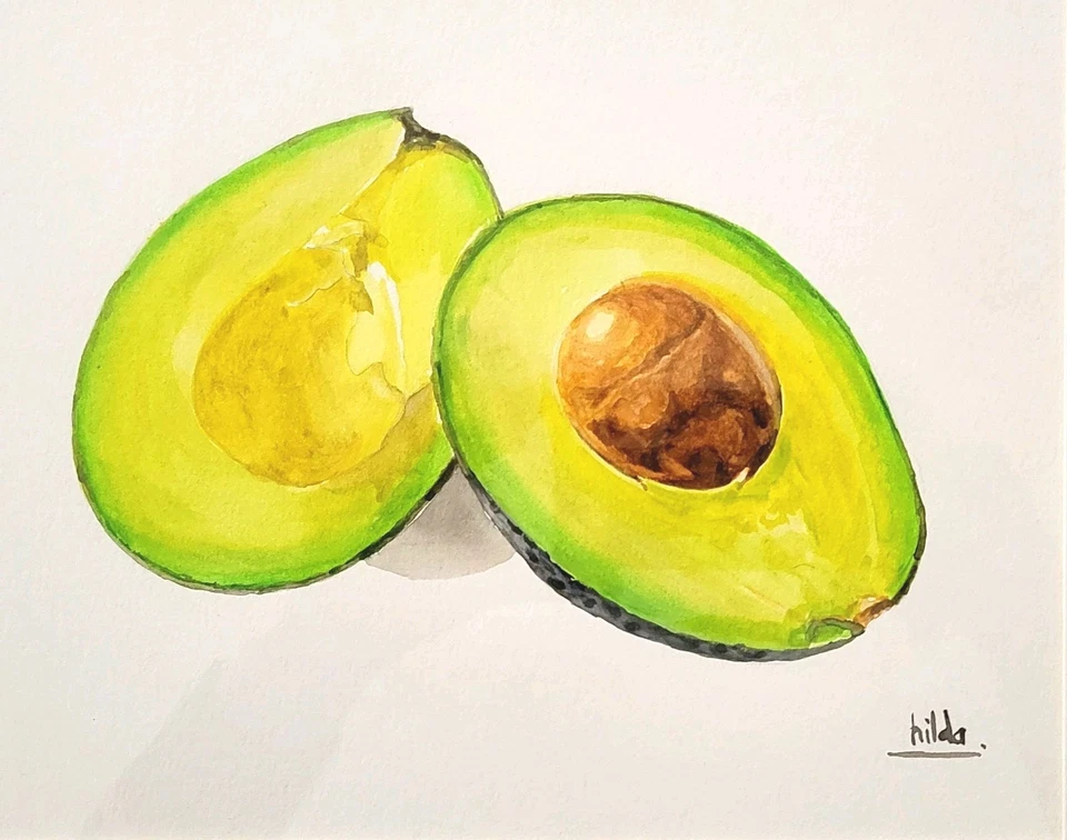 Pintura Aguacate Original Enmarcada 12.5" x 15.5" Nueva Foto 2 de 4