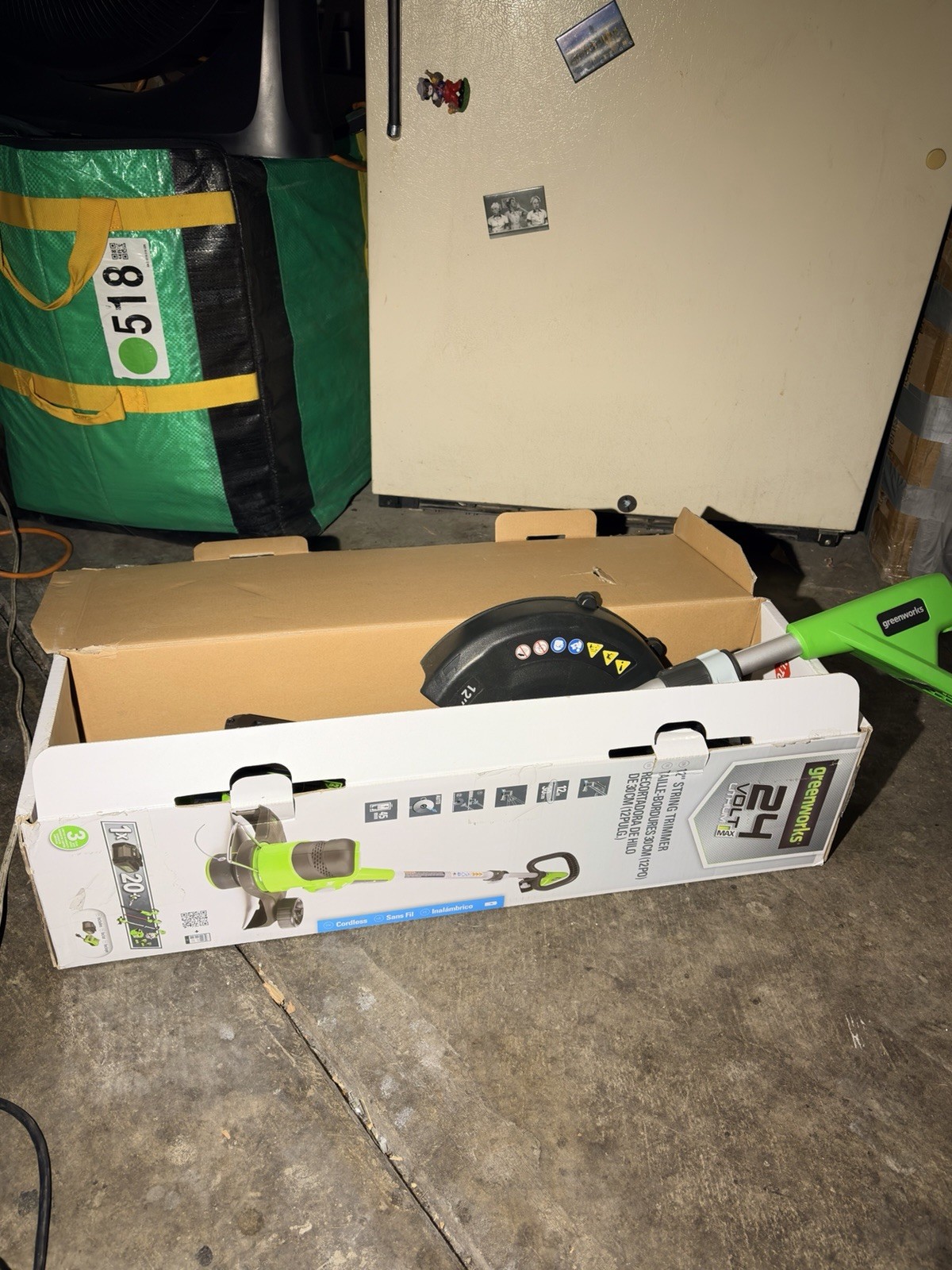 Greenworks 24V Cordless String Trimmer, Battery & Charger In