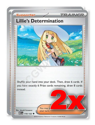 2x Lillie's Determination 119/132 x2 - Mega Evolution - Pokemon TCG - Playset