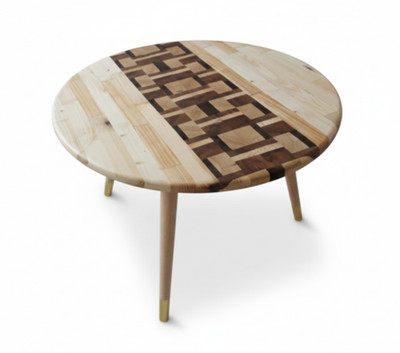 Envio Gratis!!  Mesa de Centro Redonda de Madera y Resina - Diseño Exclusivo ''