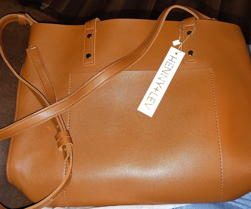 Henny + Lev Womens 2 in 1 Vegan Leather Brown Tote Bag Purse New with Tags