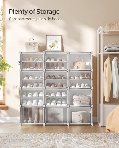 SONGMICS INTERLOCKING SHOE RACK 48-PAIR 8-TIER SHOE ORGANIZER ...
