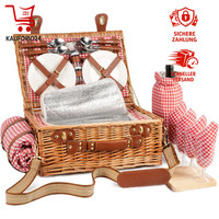 Picknickkorb Set FüR 4 Personen Mit KüHlfach Und Wasserdichter Decke Camping