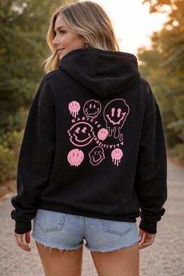 Radiate Positivity Hoodie. Pouch Type Pocket. Black Color Size Small