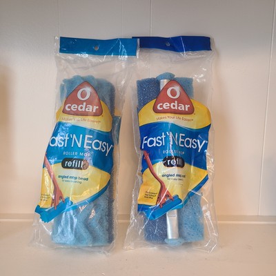New O Cedar Fast N Easy Angled Roller Mop Head Refill 2013 NOS USA Made Set Of 2