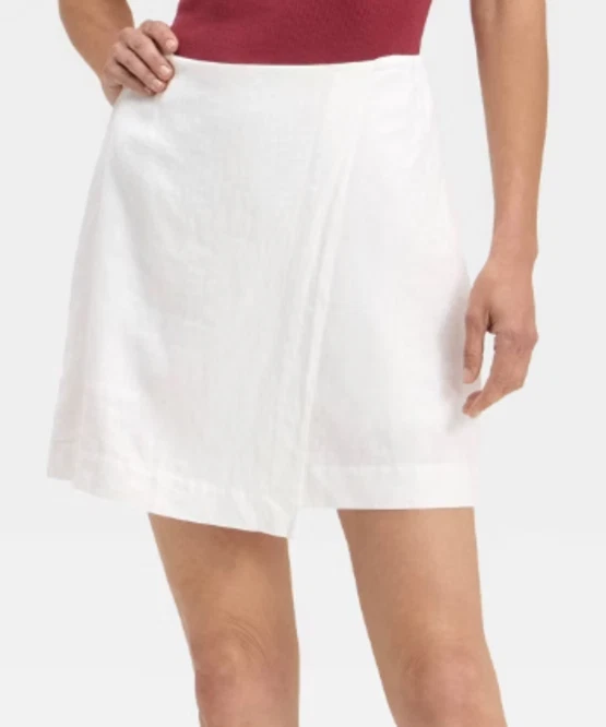 NEW A New Day Women's Linen Blend Skort White Size 4