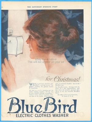 #ad #ad 1919 BLUE BIRD Electric Washer Laundry St Louis Mo Christmas Ephemera Print Ad $10.99