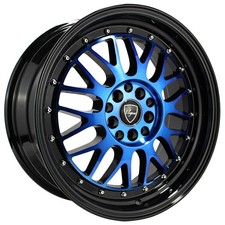 17x7.5 Elegant Wheels E28 Candy Blue Face With Gloss Black Lip Rims 4pcs