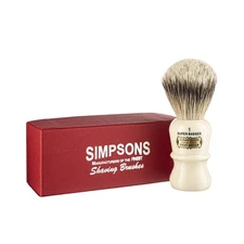 Emperor Super Badger Brush- Simpson Shaving Brushes - Faux Ivory Handle (1 Su...