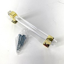 Acrylic Cabinet Handles Clear Lucite And Gold Square 5 Center Nwt