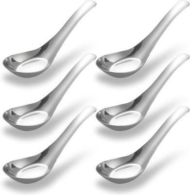 Soup Spoons Set of 6, 304 Stainless Steel Dinner Spoons Asian Soup Spoons Mir