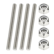 3/8"-16 UNC Fully Threaded Rod 3.94" Length Right Hand Thread with Nuts 4Pcs
