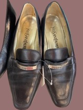 YVES SAINT LAURENT Loafer Pumps 35 Logo Plate Formal Shoes