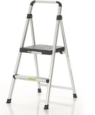 COSCO 2 Step Lite Solutions Folding Step Stool, Aluminum/Black Style: 2 Step