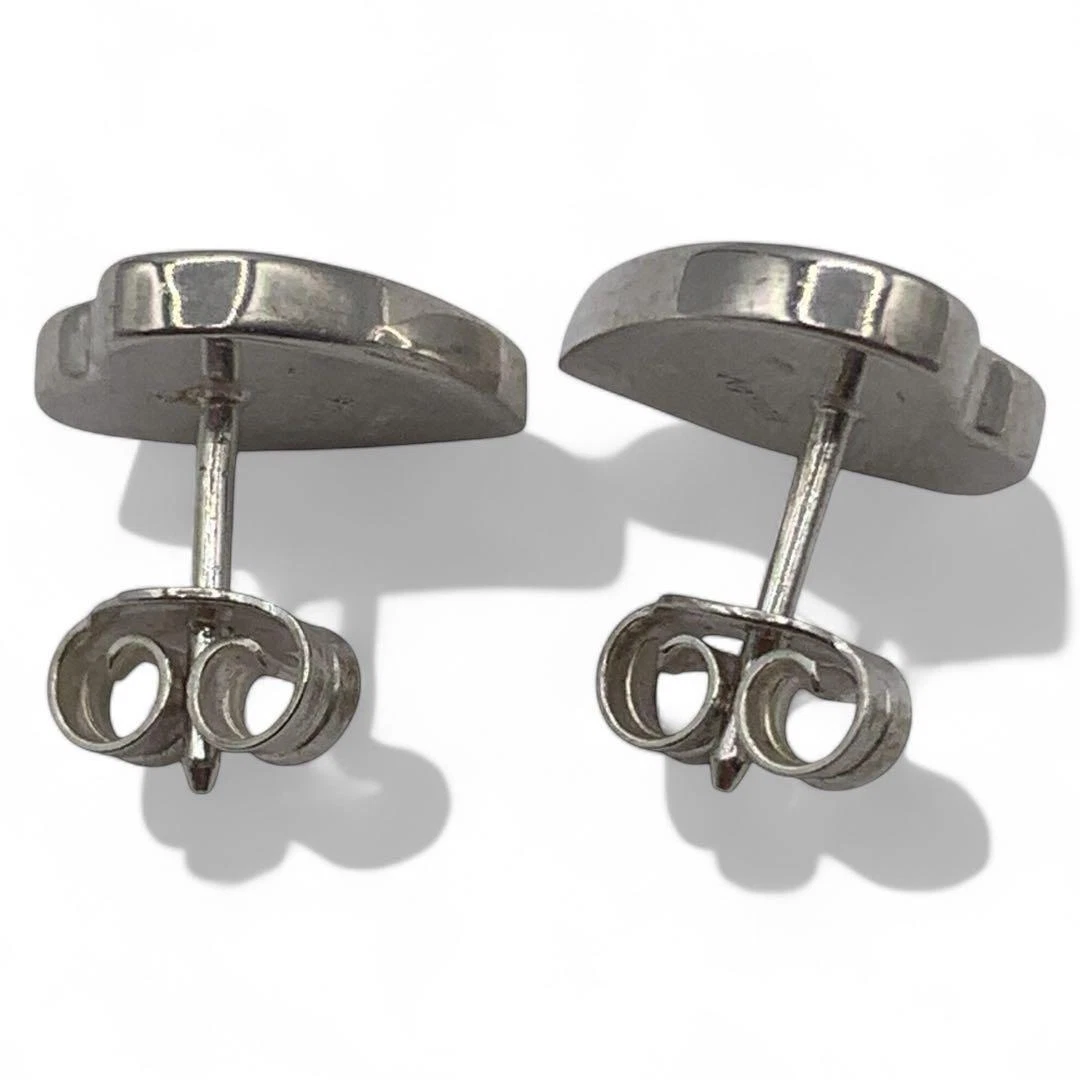 Boucles d'oreilles Gucci coeur AG logo argent 925 gravé type clou femme accessoires