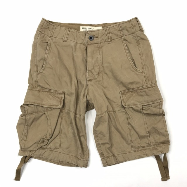 Abercrombie & Fitch Cargo Shorts Size 28 Mens Dark Khaki Thick Heavy Button Fly eBay