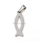 304 Grade Stainless Surgical Steel Christian Fish Pendant Charm w/ Pendant Bail