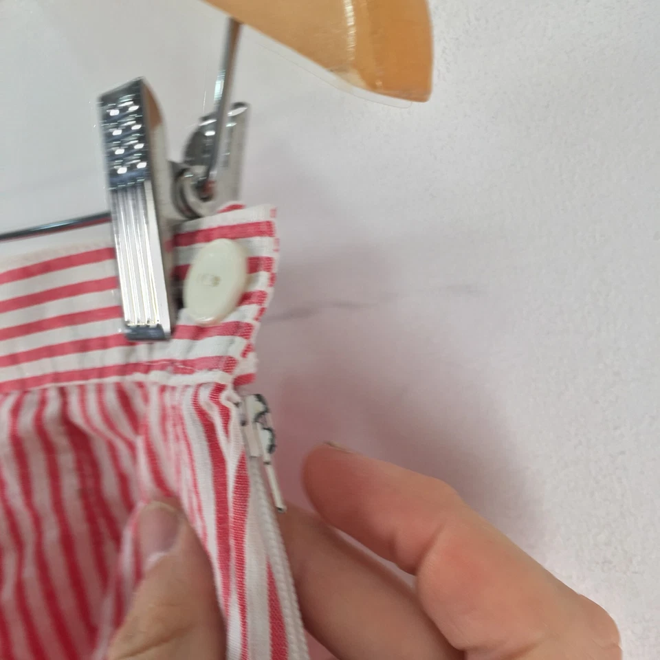 ВИНТАЖНЫЙ Benetton женщин юбка размер 6 карандаш midi белый красный в полоску хлопок 088868 - Изображение 4 из 4