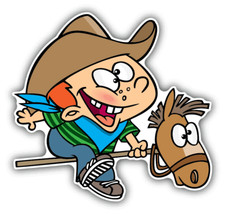 Funny Cartoon Cowboy Kid Car Bumper Sticker Decal