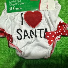 INFANT'S CHRISTMAS DIAPER COVER "I HEART SANTA" 0-6 MONTHS NEW by WEST/LOOP