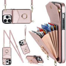 Leather Crossbody Women/Girl Wallet Card Holder Zipper Stand Case Cover Bag