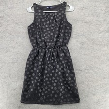 GAP Dress Womens XS Black Sleeveless Black Polka Dot Fit Flare