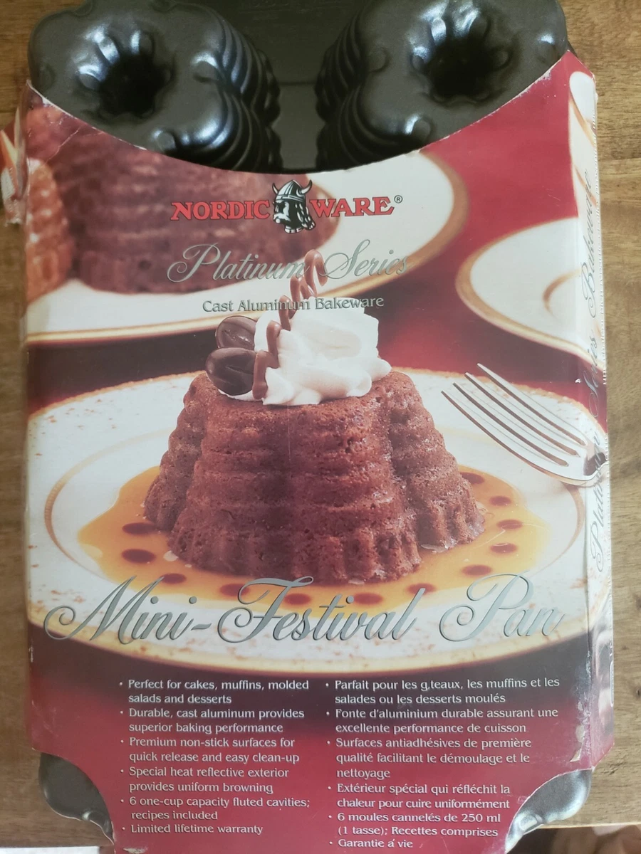 Nordic Ware Bundt Festival Muffin Baking Pan 6 Muffins USA - Cast Aluminum