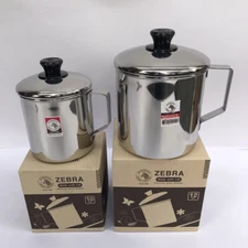 Thai Zebra Brand Stainless Steel Silver Water Mug with Lid Kitchenware Not Rust