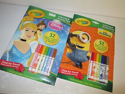 CRAYOLA COLORING & ACTIVITY PAD WITH MARKERS ~ MINIONS AND DISNEY PRINCESS NEW