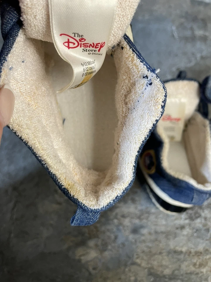 Disney Store Mickey Mouse Azul Denim Bebé Cuna Zapatos 6-12 M Foto 2 de 4