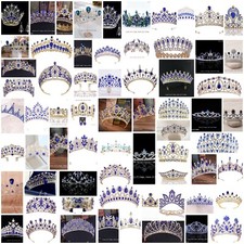 72 Styles Blue Crystal Queen Princess Tiara Crown Wedding Princess For Women