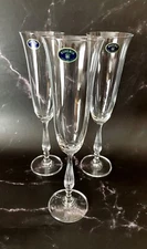 Champagne Flute set of 6 Crystal Glass Wine glass 6oz/190ml  Bohemia Czech Gift