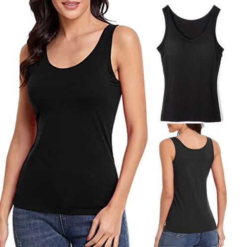 Damen Unterhemd BH-Hemd Basic Eingebauter BH Bügelloser Gepolstert Tank Tops DE - Bild 16 von 19