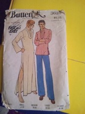 BUTTERICK Fast Easy pattern 3625 vintage 70s MEN'S CAFTAN SHIRT M 38-40 Uncut