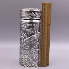 Pure Solid S999 Fine Silver Drinking Cup Eagle Healthy Water Bottle 75g 5.5inH
