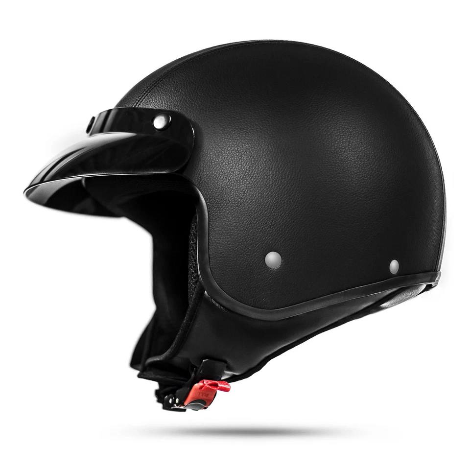 Classic 033 M Kunstleder Schwarz ECE Jethelm Chopper Moped Motorradhelm B-Ware - Bild 1 von 4