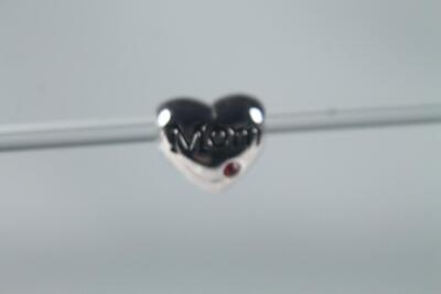 'Mom' With Red CZ's & Silverstone Bead By DaVinci #DB 15-4 NEW