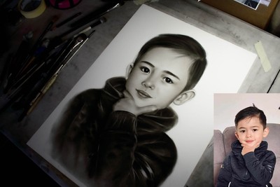 Charcoal portraits hand draw of your photos Wonderful gift for any occassions
