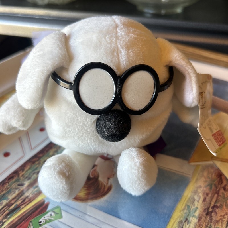Vintage Dilbert 7” Plush Dogbert Stuffed Animal White Dog By Gund With Tag.