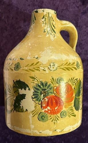 Antique Pennsylvania, Painted Stoneware Handled Jug, Folk Art. - Picture 2 of 20