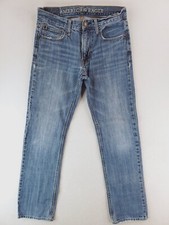 American Eagle Jeans Mens 29x32 Blue Original Straight Distressed Whiskers