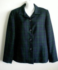 Pendleton 10 Jacket Dark Blue  Green Tartan Plaid Lined Button Front 100 Wool