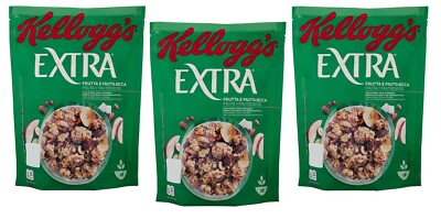 3 Kellogg's Extra Frutta e Frutta Secca Knusprige Haferflocken mit Früchten 375g