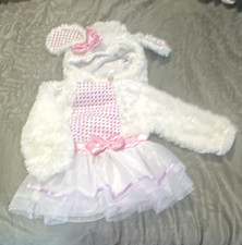 Girls sheep Costume Complete Outfit Hooded White/Pink 6-12 Months