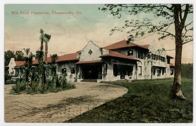 Thomasville GA Postcard Mill Pond Plantation 1911