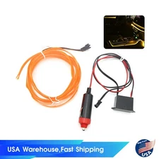 Yellow 2M LED Lamp Car Interior Atmosphere Glow EL Wire Neon String Strip Light