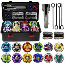 Battle Spinning Top Set with 12 Colorful Tops, Launchers and Accessories, Combat