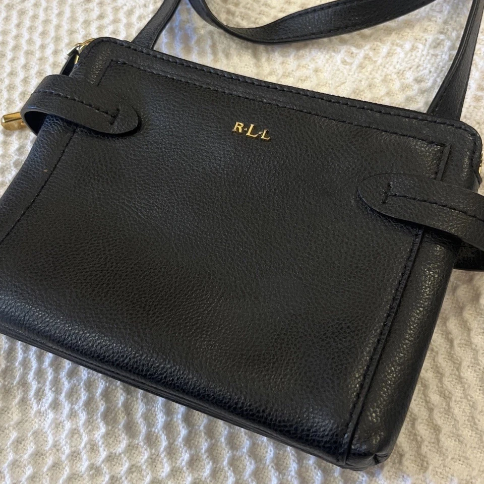 Small Black Genuine Leather Purse LAUREN RALPH LAUREN Crossbody Crawley Bag - Image 2 of 4
