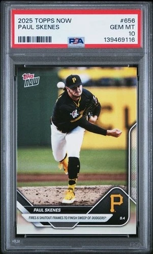 2025 TOPPS NOW 656 PAUL SKENES PSA 10 LOW POP